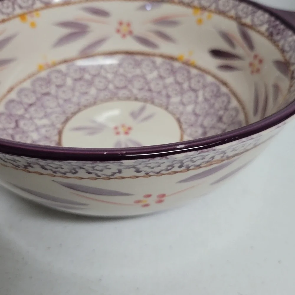 Temp-tations Old World Eggplant Purple 2qt Round Ceramic Bowl with Lid